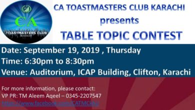 Photo of CA Toastmasters Club Karachi Presents: Table Topic Contest 2019