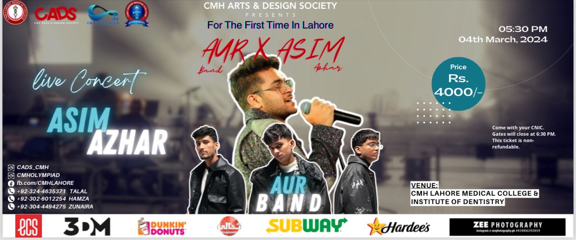 Aur Band & Asim Azhar live concert at CMH Lahore